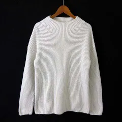 バナナリパブリック BANANA REPUBLIC ニット セーター 畦編み モックネック コットン 長袖 M オフ白