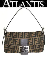 美品 フェンディ FENDI ズッカ マンマバケット ショルダーバッグ キャンバス×レザー ブラウン 【73328】
