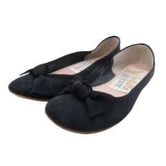 farfalle ファルファーレ バレエシューズ リボン ドット フラット ラウンドトゥ 靴 39 24.5 黒 ブラック レディース 古着 中古 USED