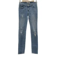 リーバイス Levi's 711 SKINNY スキニー デニムパンツ ジーンズ 24 ライトブルー系 ダメージ加工 /UO
