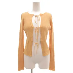 レイビームス Ray Beams 美品 25SS スパンコール リブ リボン カーディガン ニット 長袖 オレンジ /AE