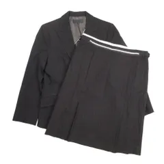 良品 ICB アイシービー ストライプ テーラード ジャケット 膝丈 プリーツ スカート スーツ セットアップ 42 茶 ブラウン レディース 古着 中古 USED