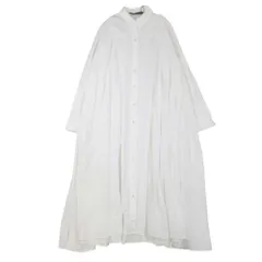 良品 mizuiro ind ミズイロインド フレアロングシャツ ワンピース ブラウス 羽織り オーバーシルエット 長袖 白 ホワイト レディース 古着 中古 USED