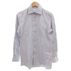 グリーンレーベルリラクシング ユナイテッドアローズ green label relaxing ストライプシャツ 長袖 カジュアル 38 紺 ネイビー 白 ホワイト /GV