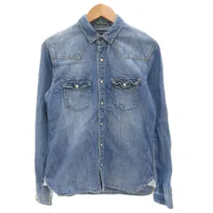 ナノユニバース nano universe デニムウエスタンシャツ M 長袖 インディゴブルー /GV