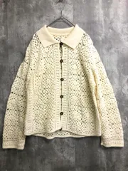 N. エヌ ナチュラルビューティーベーシック 166-2275955 クロシェ風ポロニット カーディガン sizeM/アイボリー ◆■ レディース