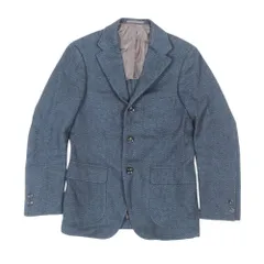 美品 RING JACKET × j.s.homestead リングヂャケット J.S.ホームステッド ツイード テーラードジャケット アウター 34 紺  メンズ 古着 中古 USED