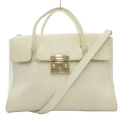 フルラ FURLA メトロポリス サッチェル ハンドバッグ ショルダー 2WAY レザー 白 ホワイト /AE