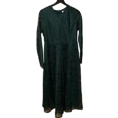 B089 MIGEER ロングドレス 総レース パーティーシーン フォーマル ダークグリーン エレガント