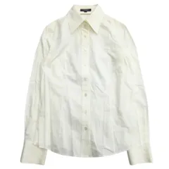 良品 BURBERRY LONDON バーバリー ロンドン ストライプ シャツ カットソー ブラウス ロゴ 刺繍 長袖 サイズ40 白 ホワイト レディース 古着 中古 USED