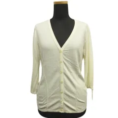 良品 ESCADA エスカーダ カーディガン カットソー 七分丈 レーヨン 38 アイボリー レディース 古着 中古 USED