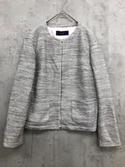 SHIPS シップス 317-00-0088 MAPEL ミックスツイード ノーカラー ジャケット size38/グレー系 ■■ レディース