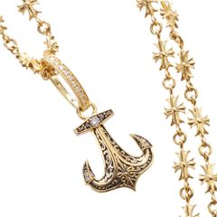 Chrome Hearts 22K パヴェダイヤ ネックレス ビルウォールレザー 