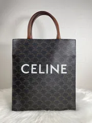CELINE ラージ トリオンフ柄 ロゴ バーティカルカバ トートバッグ キャンバス ブラウン