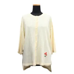 美品 SM2 サマンサモスモス ニット カーディガン カットソー フラワー 刺繍 クルーネック 七分袖 ベージュ レディース 古着 中古 USED