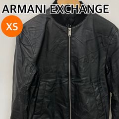 美品】アルマーニエクスチェンジレザージャケット シングル 黒 金属