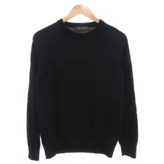 ナノユニバース nano universe ニット セーター M クルーネック 無地 ハイゲージ 長袖 黒 ブラック /AE