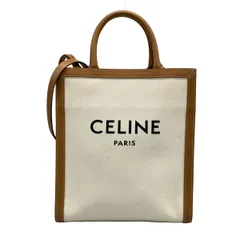 CELINE(セリーヌ) トートバッグ スモール バーティカル CELINE カバ アイボリー×ライトブラウン レザー