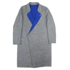 美品 JOHN LAWRENCE SULLIVAN ジョンローレンスサリバン チェスターコート ウールリバー ジャケット アウター 6 グレー×青 レディース 古着 中古 USED