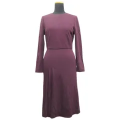 良品 NINE WEST ナインウエスト ワンピース ドレス カットソー 長袖 丸首 ひざ丈 サイズ2 ボルドー レディース 古着 中古 USED