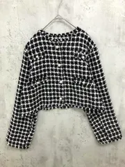 natural couture ナチュラルクチュール アソート釦 ツイード ジャケット 白ｘ黒 ◆■ レディース