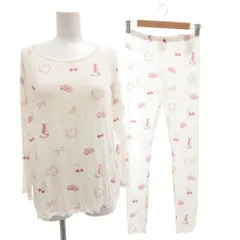 ジェラートピケ gelato pique セットアップ ルームウェア カットソー パンツ F イージー 長袖 総柄 白 ホワイト /AE