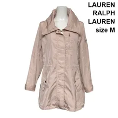 ◇ ローレンラルフローレン LAUREN スプリングコート 長袖 ハーフ丈 ドロスト ロゴマーク ライトピンク M 9号 レディース S6B078