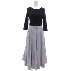 ジャスグリッティー JUSGLITTY ドッキングワンピース ニット切替 ストライプ柄 1 ネイビー ブルー系 /UO