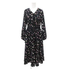 クミキョク 組曲 KUMIKYOKU 20AW マルチフラワープリント ワンピース 3 マキシ ロング 長袖 花柄 紺 ダークネイビー /AE