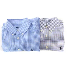 ポロ ラルフローレン POLO RALPH LAUREN ボタンダウンシャツ まとめ 2点セット 長袖 チェック 8 青 ブルー 白 ホワイト /GV