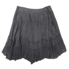 美品 EPOCA エポカ フェイクスエード プリーツスカート ランダムヘム フレアシルエット 膝丈 38 チャコールグレー レディース 古着 中古 USED