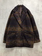 CPCM シーピーシーエム チェック Pコート ツイード ジャケット コート sizeF/ブラウン ◆■ レディース