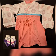 Augelute 70サイズ ピンク　袴風　花柄ロンパース　ベビー　お祝い　七五三　お正月　ひな祭り　女の子　一才　お誕生日　初節句　お食い初め　赤ちゃん　袴　着物　お宮参り　100日祝い　足袋　靴下　紫