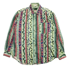 90's Mr.VALLEY ミスターバレー シルク シャツ カットソー 総柄 オールド ビンテージ ヴィンテージ M 緑 グリーン メンズ 古着 中古 USED