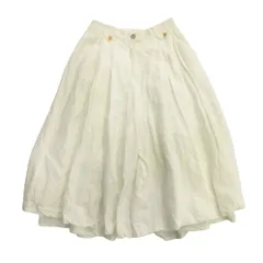 美品 Lily Brown リリーブラウン タックガウチョパンツ 金ボタン クロップド イージー ワイド 1 白 オフホワイト レディース 古着 中古 USED