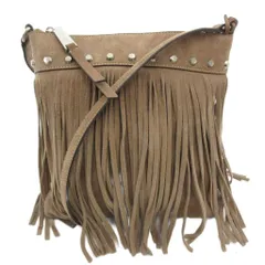 マイケルコース MICHAEL KORS ショルダーバッグ 斜め掛け クロスボディ スタッズ フリンジ スエード ベージュ /GV