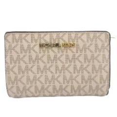 マイケルコース MICHAEL KORS 二つ折り財布 コンパクトウォレット MKロゴ 白 ホワイト 茶 ブラウン /GV
