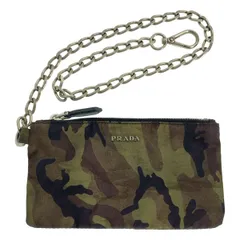 PRADA / プラダ | ナイロン カモフラージュ柄 チェーン コインケース | グリーン | レディース