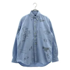 【美品】  POLO BY RALPH LAUREN / ポロバイラルフローレン | カスタムアートワークビッグ オックスフォード シャツ | XS | ライトブルー/グレー | メンズ