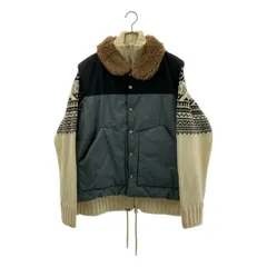 【美品】  sacai / サカイ | 2022AW | Padded Geometric Knit Blouson パデッドベスト ドッキング ニット ジャケット | 3 | ネイビー/ホワイト | メンズ