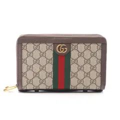 グッチ GUCCI ラウンド長財布 オフィディア トラベルケース GGスプリーム 75161096IWT8745 ベージュ/エボニー レザー キャンバス 取っ手付 ラウンド長財布 メンズ