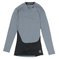 美品 NIKE PRO ナイキ プロ DRIｰFIT コンプレッション トレーニングウェア 長袖 ストレッチ Tシャツ ロゴ 刺繍 プリント M グレー メンズ 古着 中古 USED