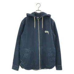 STUSSY / ステューシー | STAND FIRM バックロゴ フーデッド デニム シャツジャケット | L | インディゴ | メンズ