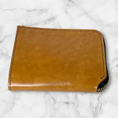 【就労福祉施設制作】 ブラウンレザーのL字ファスナーショートウォレット ハンドメイド