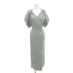 スナイデル SNIDEL 22SS ツイードトレンチワンピース 1 M リネン混 ロング 半袖 水色 ライトブルー /AE