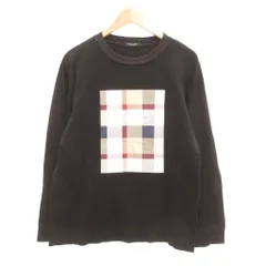 ブラックレーベルクレストブリッジ BLACK LABEL CRESTBRIDGE Tシャツ L 黒 ブラック 長袖 チェック柄プリント ラウンドネック /UO