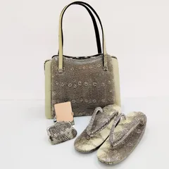 和装用小物セット ハンドバッグ 草履 小銭入れ ミラーセット リザード型押し パーティー