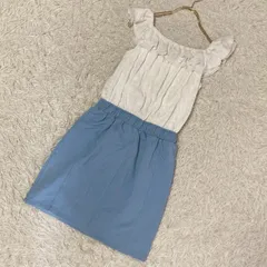 ROYAL PARTY フリル切り替えワンピース ライトブルー 38 可愛い