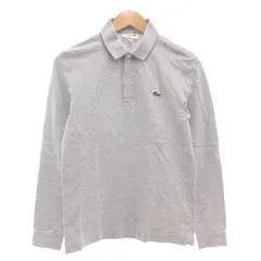 ラコステ LACOSTE 美品 スリムフィット ポロシャツ 長袖 XS 鹿の子 ロゴ グレー /AE