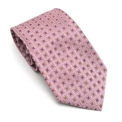 グッチ GUCCI ネクタイ ピンク シルク スクエア 幾何学